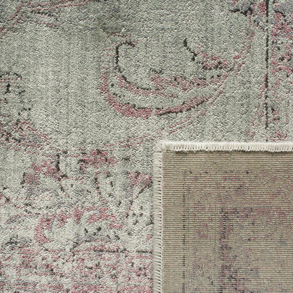 Spruce and Ivory Floral Viscose Runner Rug, 2'2" x 12'