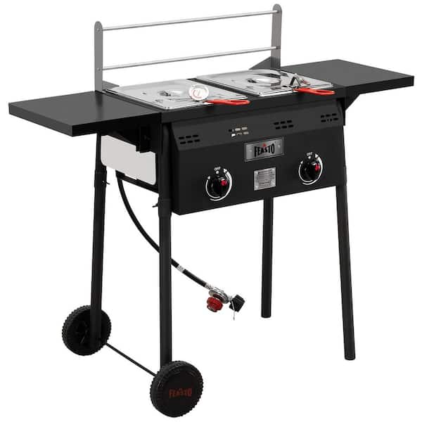 FEASTO 16Qt. Outdoor Propane Deep Fryer and Dual Tank with Dual