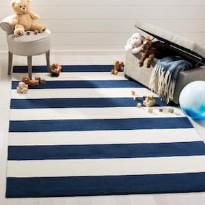 Kids Navy/Ivory 6 ft. x 9 ft. Striped Area Rug