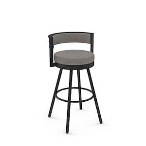 Eller 26 in. Taupe Grey Faux Leather / Black Metal Counter Stool