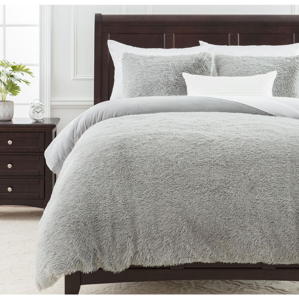 Long Faux Fur Gray Wolf Reversible Minky Duvet Cover Set, Twin price history on PriceWatchPro