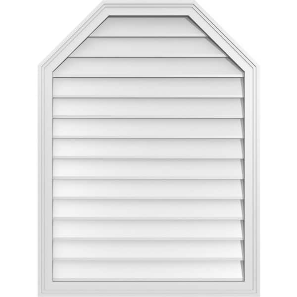 Ekena Millwork 30 in. x 40 in. Octagonal Top Surface Mount PVC Gable Vent: Decorative with Brickmould Frame