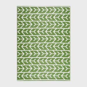 Amsterdam Green and Creme 10 ft. x 14 ft. Folded Reversible Recycled Plastic Indoor/Outdoor Area Rug-Floor Mat