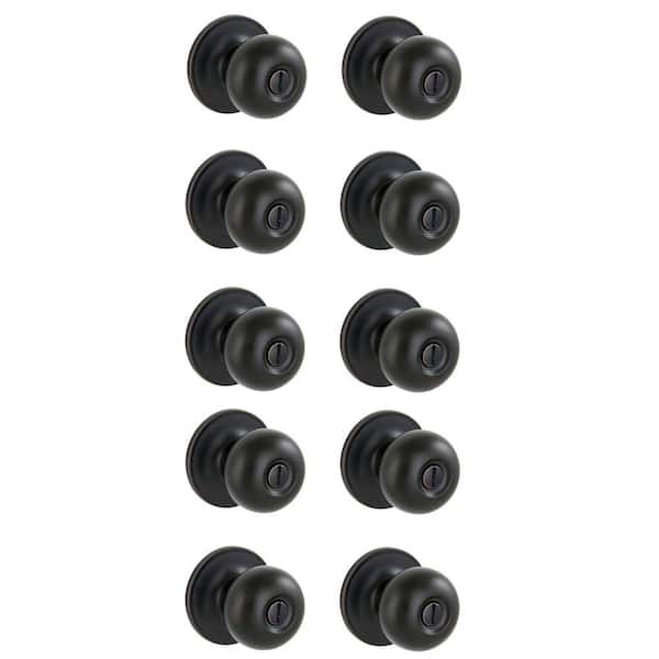 Jeffir Aged Bronze Privacy Bed/Bath Door Knob (10-Pack)