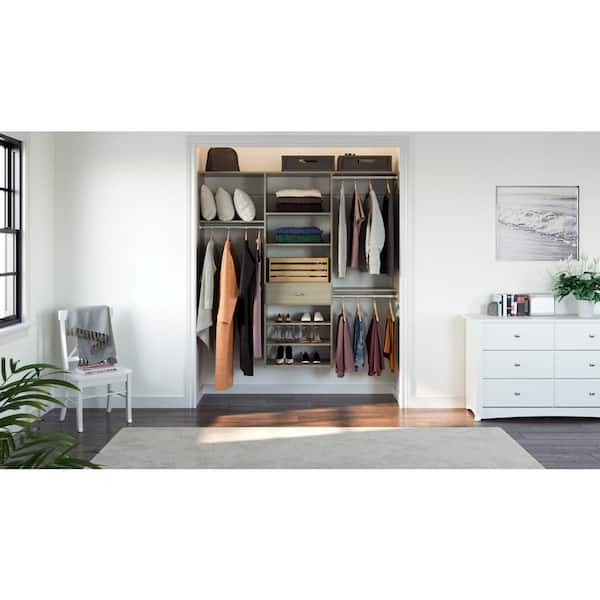 14 in. D x 72 in. W x 72 in. H Rustic Grey Perfect Fit Wood Closet Kit