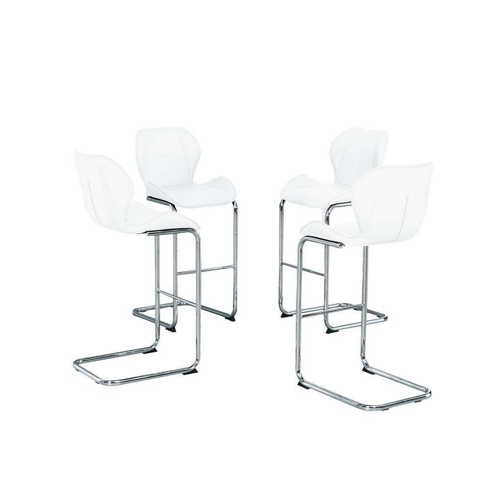 39.37 in. H White PU Metal Frame Bar Stool for Dining and Kitchen(set