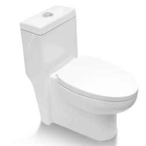 12 in. Rough-In 1-piece 1.6/1.1 GPF Dual Flush High Efficiency Elongated Toilet in White Seat Included