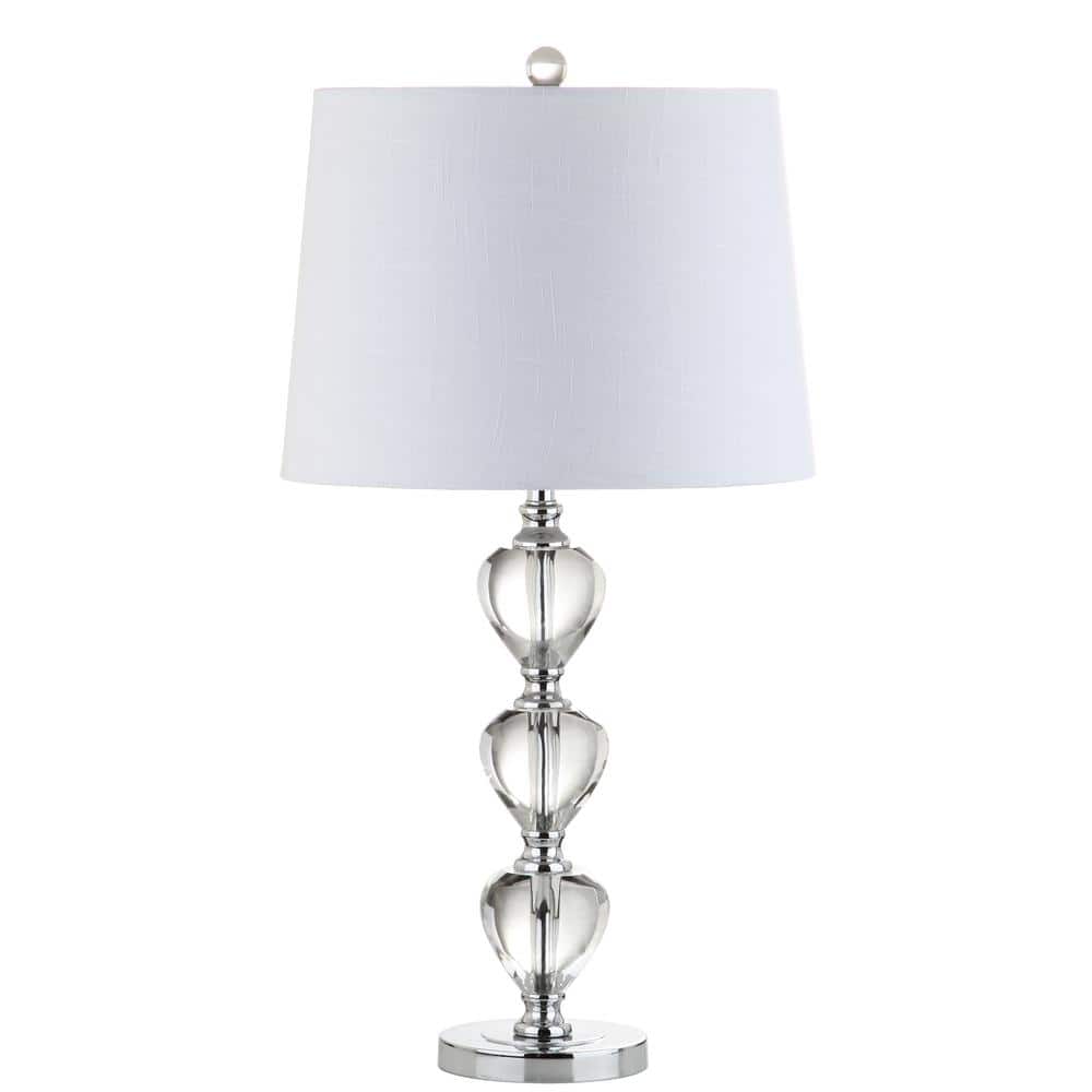 Clear Crystal and Steel 27" LED Table Lamp with Cotton Shade