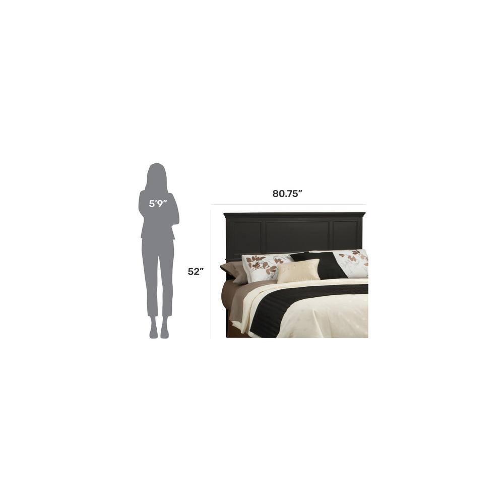 Bedford Black Wood King Headboard with Raised Panels
