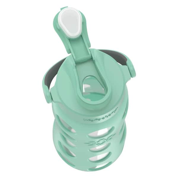 Glasstic Worry-Free BPA Free Glass Water Bottle - Green Flip Cap