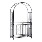 Outsunny Black 85 in. x 19 in. Metal Garden Arbor with Gate for ...