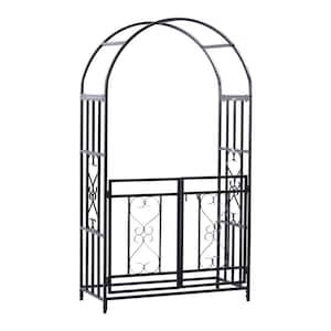 45 in. x 20 in. x 81 in. Steel Metal Decorative Backyard Arch Arbor with Double Swinging Gate and Modern Vine Arch