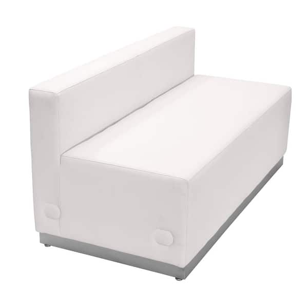 Flash Furniture Hercules Alon Series 51 in. White Faux Leather 2-Seat Loveseat with Brushed Stainless Steel Base