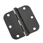 3-1/2 in. x 3-1/2 in. Oil-Rubbed Bronze Full Mortise Butt Hinge with Removable Pin (2-Pack)