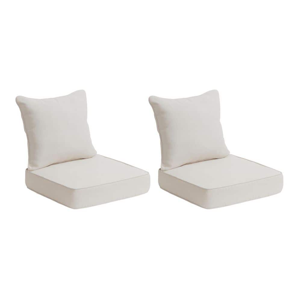 24 in. W x 24 in. D CushionGuard Deep Seat Universal Outdoor Lounge Chair Cushion in Almond Biscotti (Set of 2)