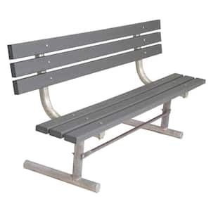 6 ft. Gray Commercial Park Recycled Plastic Bench with Back Surface Mount