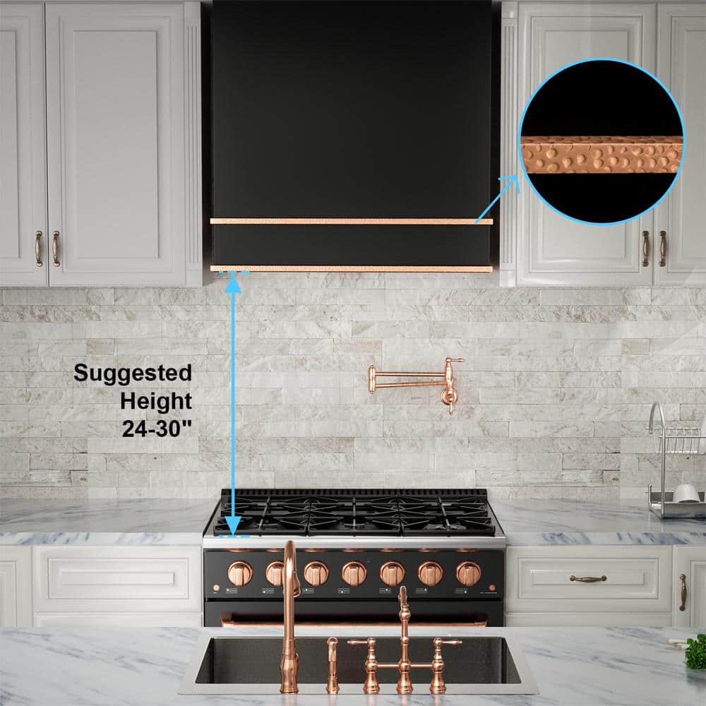 36'' Black and Copper Stainless Steel Wall Mounted Range Hood