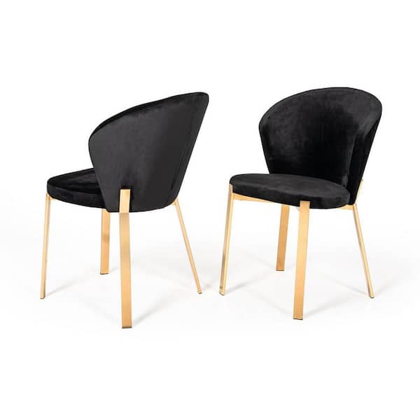 Nadia Modern Black Velvet Dining Chair Set of 2