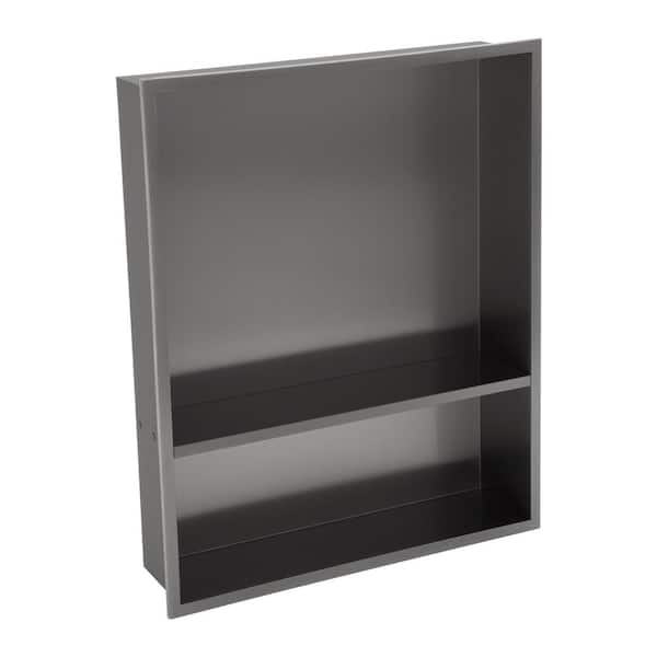 Sarlai 21 in. W x 4 in. H x 17 in. D Stainless Steel Shower Niche Set of 1 Piece in Matte Black Double Shelf Organizer Storage