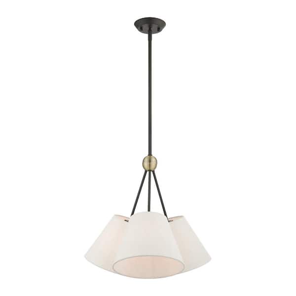 AVIANCE LIGHTING Oakcrest 3-Light Bronze Chandelier with Oatmeal Fabric Shade