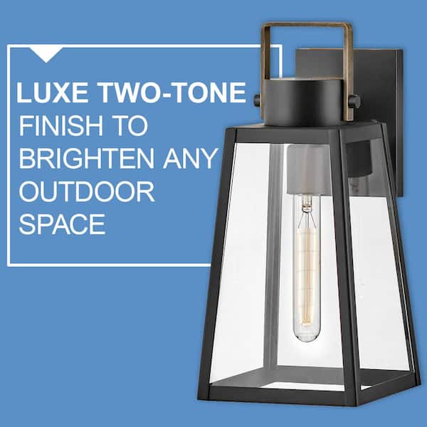 LARK - Hugh 1-Light Antique Brushed Aluminum Hardwired Outdoor Wall Lantern Sconce