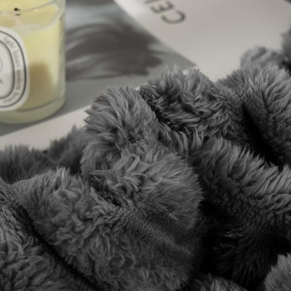 Gray Unthemed Winter Warm Throw Blanket-Super Soft Cozy Fleece Thick Sherpa Blanket Plush for Women-King