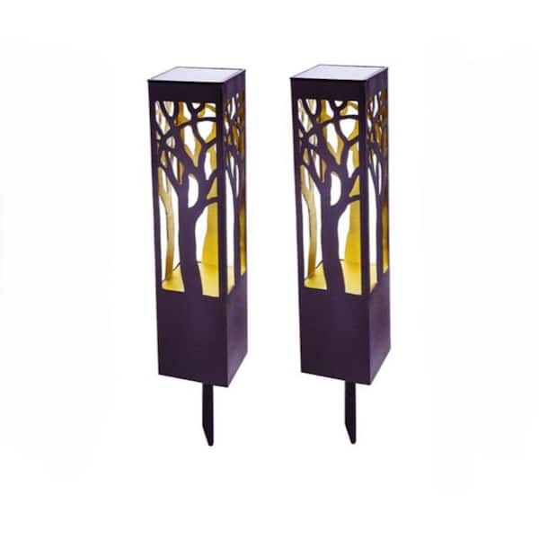 Deck Impressions Forest Glow Solar 12 Lumens Bronze LED Square Outdoor Weather-Resistant Bollard Path Light, Durable (2-Pack)