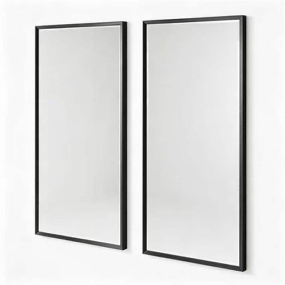 2-Pack 36 in. W x 36 in. H Framed Brushed Nickel Wall-Mounted Beveled Frame Bathroom Vanity Mirror, Brushed Black price history on PriceWatchPro