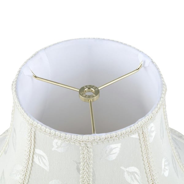Mix and Match 13 in. Off-White Jacquard Fabric Scallop Dome Lamp