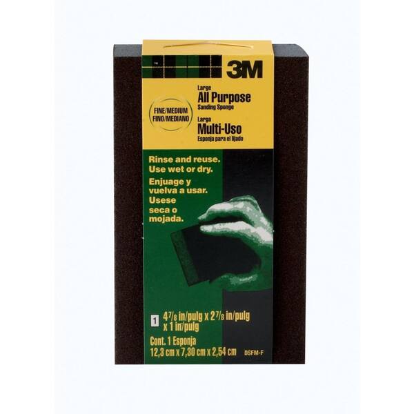 Rectangular Sanding Sponge, 8-7/8 x 4 x 3/4, 4 Sided 220 Fine Grit