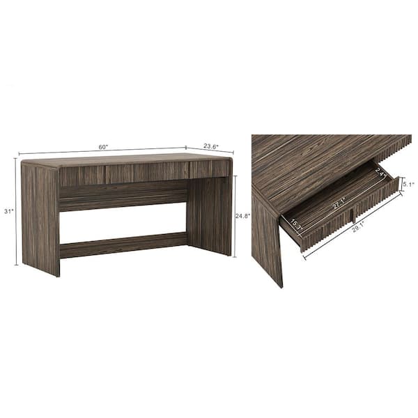 Manhattan Comfort Novara 60 in. Rectangular Jacobean Walnut 2