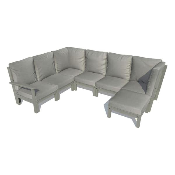 Highwood Bespoke Deep Seating 7-Piece Plastic Outdoor Sectional Set with Ottoman and with Cushions