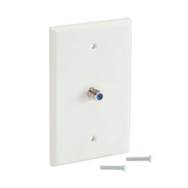 1-Gang Coaxial Midsize/Midway Nylon Wall Plate, White