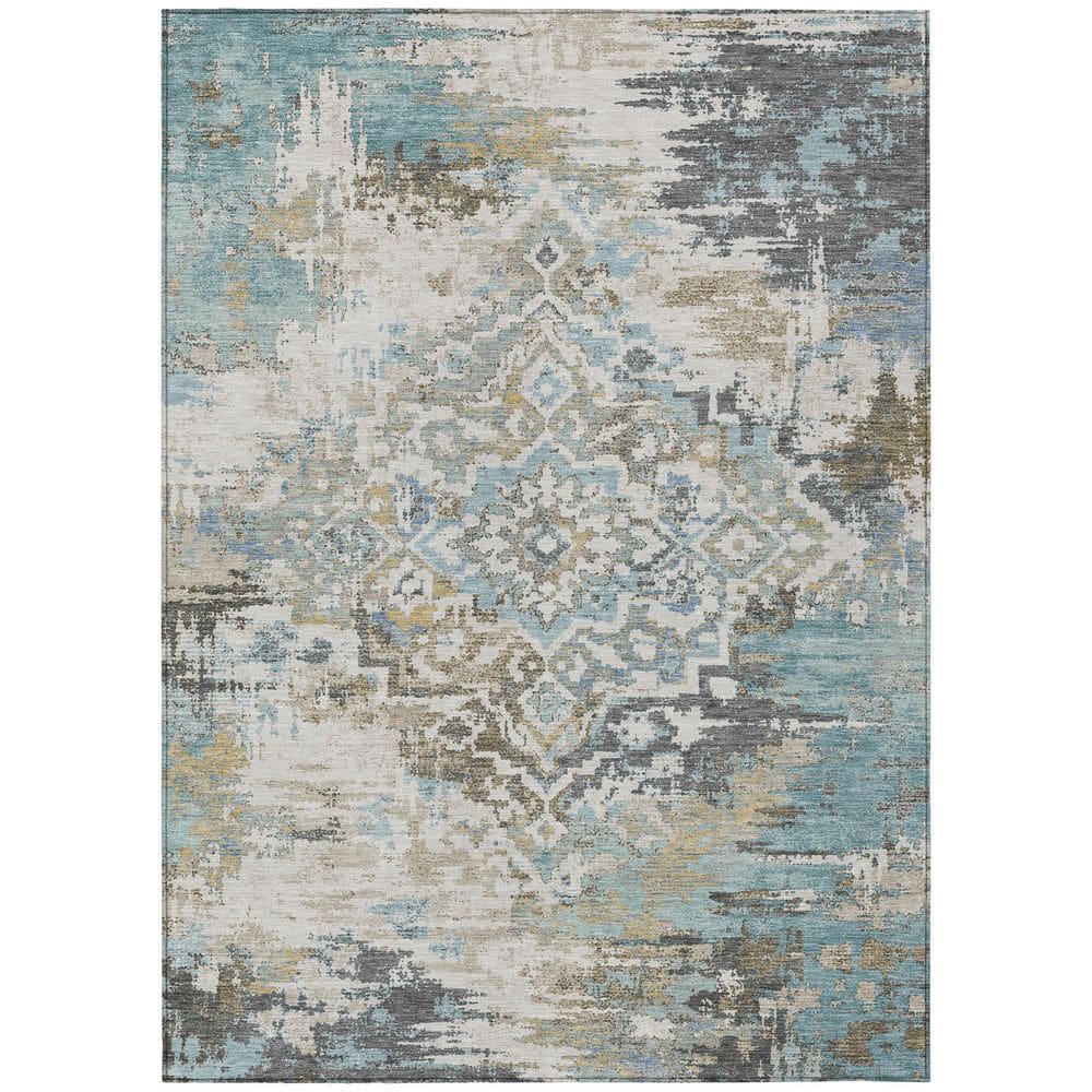 Chantille Machine Washable Indoor/Outdoor Abstract ACN2765 Teal 8 ft. x 10 ft. Area Rug price history on PriceWatchPro