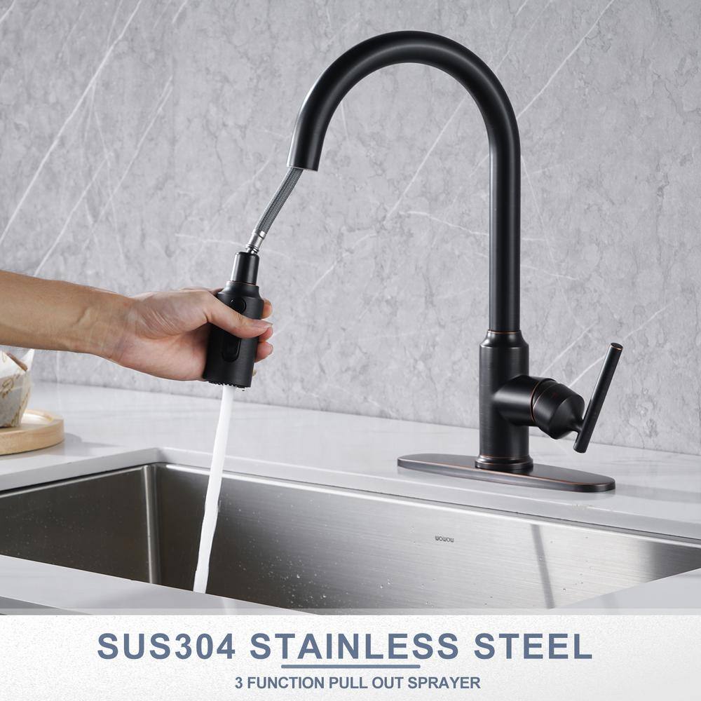 Oil Rubbed Bronze Single Handle Pull Down Kitchen Faucet