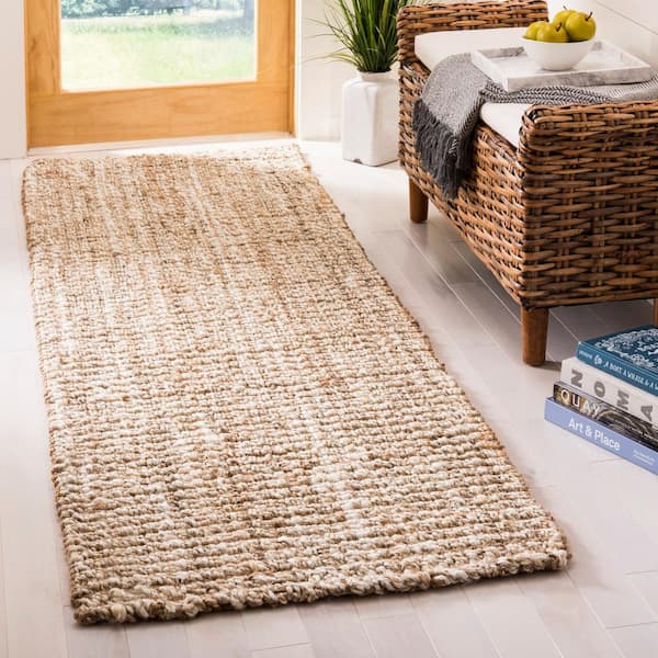 Natural Fiber Beige 3 ft. x 14 ft. Solid Runner Rug