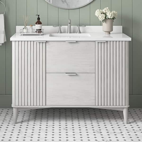 OVE Decors Gabi 48 in. W x 22 in. D x 34.5 in. H Single Sink Bath Vanity in Nordic Wood with White Engineered Marble Top