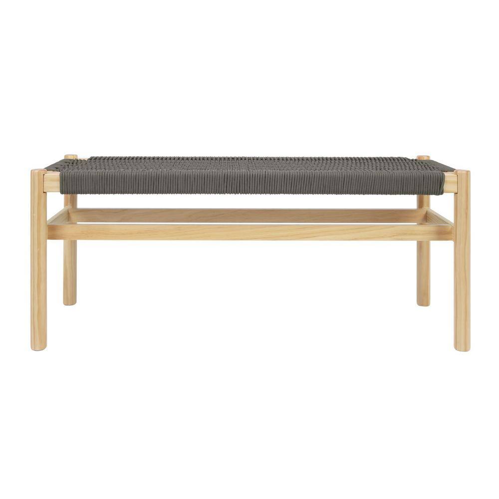 Fernway Blonde Solid Wood and Woven Rope Entryway Bench