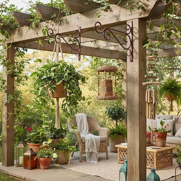 2-Pieces Iron Hanging Plant Bracket Decorative Wall Hanger Hooks YNLIN431 -  The Home Depot