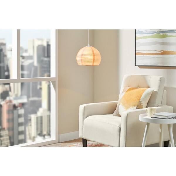 Hampton Bay Elmore 1 Light Peach Pendant Light with Paper Shade HDP98955PCH