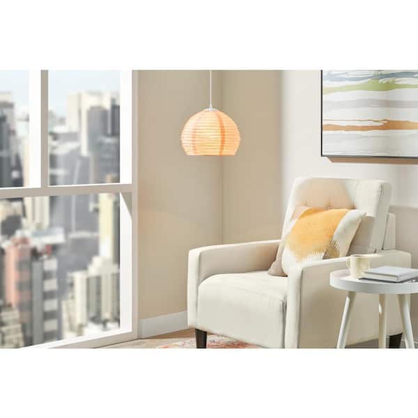 Elmore 1-Light Peach Pendant Light with Paper Shade