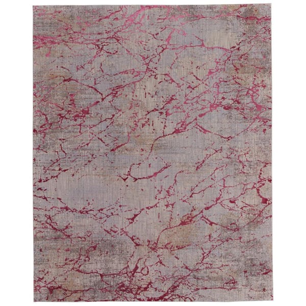 2 ft. x 3 ft. Pink, Gray, Taupe Abstract Area Rug