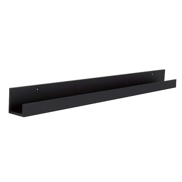 Kate and Laurel Levie 3 in. x 42 in. x 4 in. Black MDF Decorative Wall Shelf