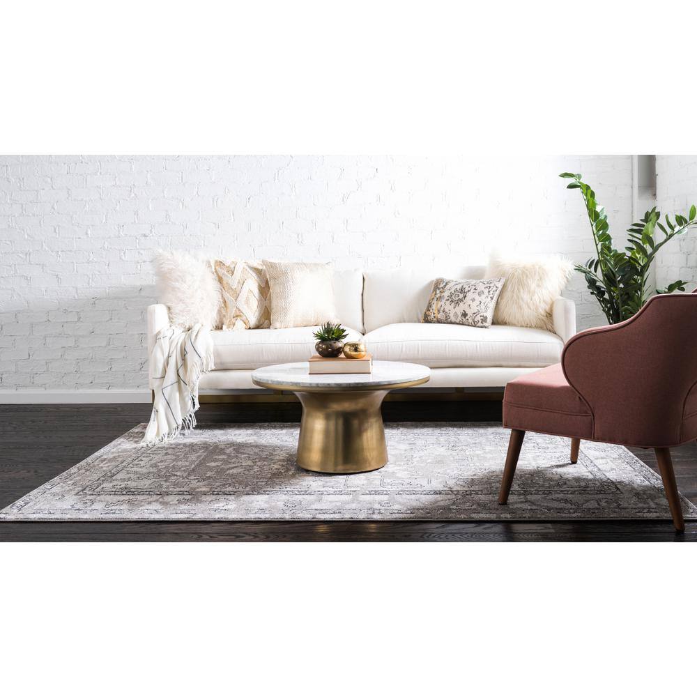Reversible Easy Care Gray Synthetic 6' x 9' Area Rug
