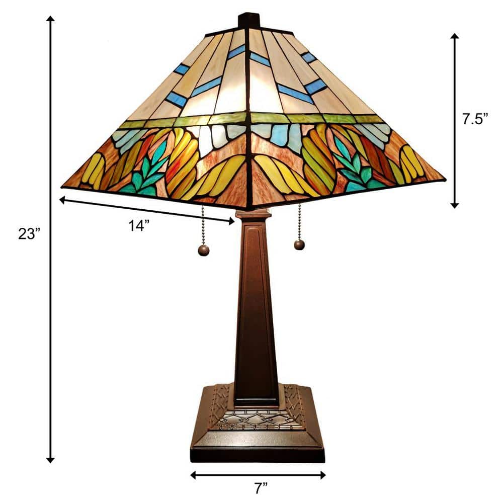 Multicolor Tiffany Style Stained Glass Table Lamp with Zinc Base