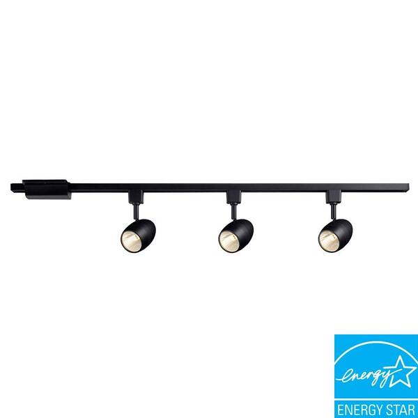 Hampton Bay 39.37 in. 3-Light Black LED Dimmable Track Lighting Kit