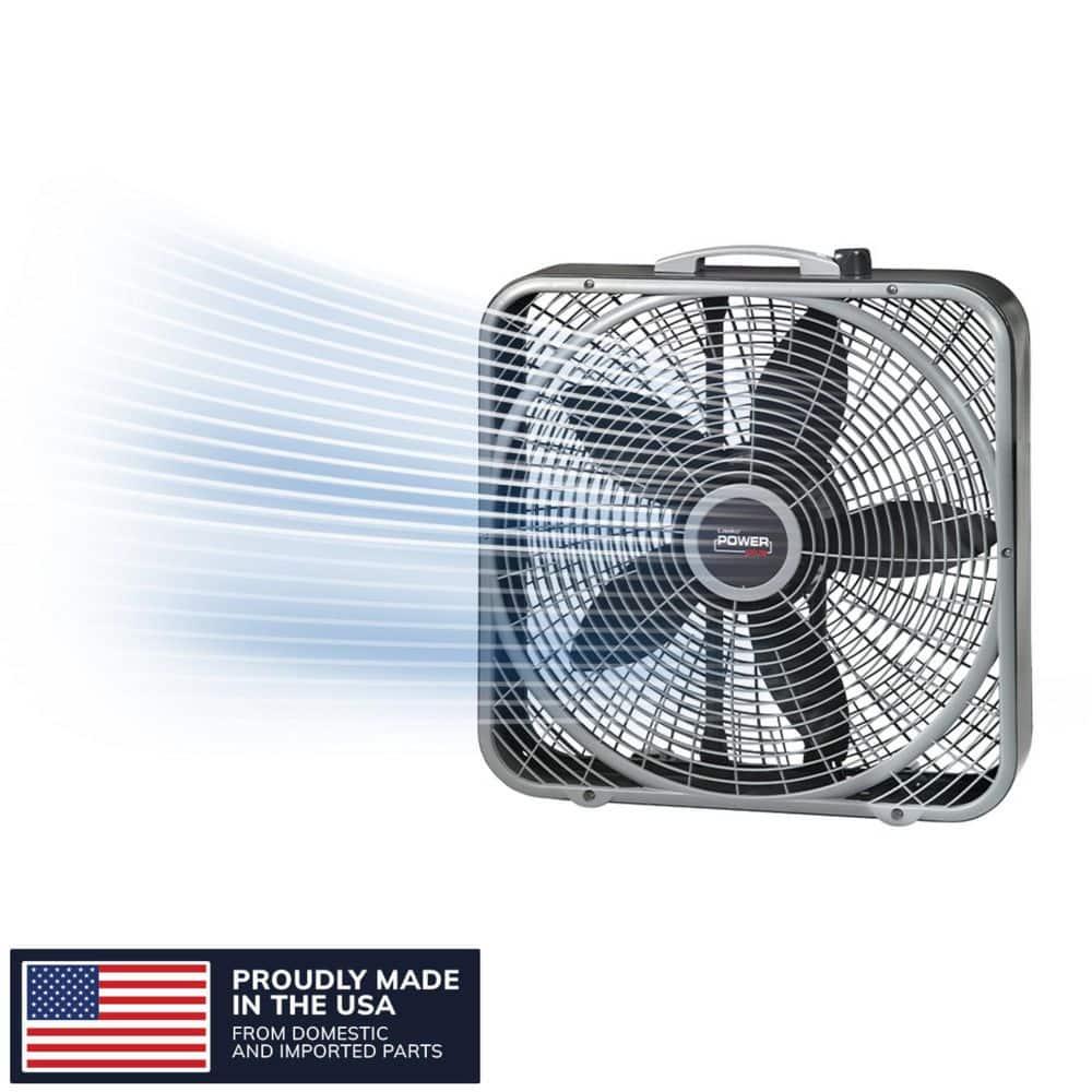 Lasko Power Plus 20 Speed Box Fan for Home in Gray with - Main Image