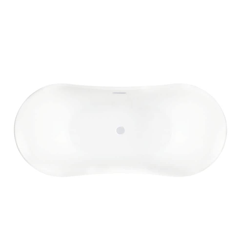 67" Pure White Acrylic Freestanding Soaking Bathtub