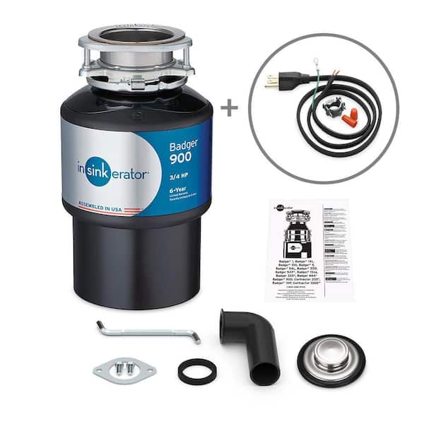 InSinkErator Badger 900 Lift  Latch Power Series 3/4 HP Continuous Feed  Garbage Disposal with Power Cord Kit BADGER 900LL W/CRD-00 The Home Depot