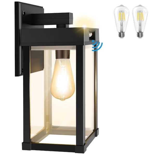 Solar Wall Lantern with 3 Lighting Modes & Motion Sensor, Solar Porch Light with Bulb, Waterproof Outdoor Wall Sconce